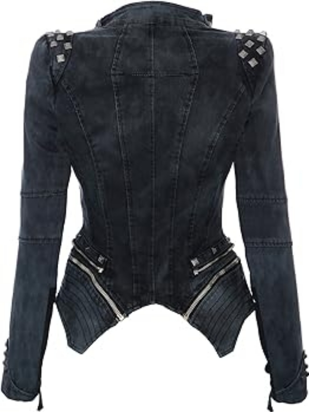 Lookbook Store Studded Black Leather Moto Jacket Gothic Biker Style Size 2 - Picture 3 of 8